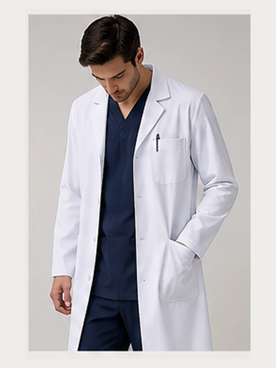 Nova Long Physician Coat, front view